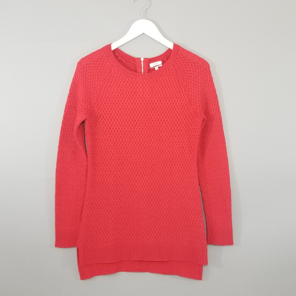 Crown & Ivy Red Scoop Neck High Low Sweater Sz M